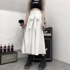 Tie-waist Midi A-line Skirt White - One Size