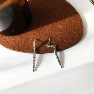 Rhinestone Dangle Earring 1 Pair - S925 Silver - Stud Earrings - Silver - One Size