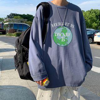 Lettering Earth Print T-shirt