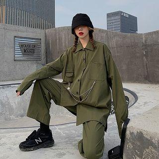 Pocket Detail Shirt / Plain Pants