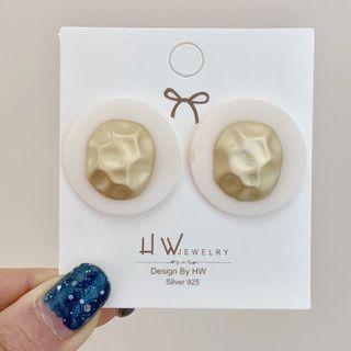 Acrylic Alloy Oval Earring 1 Pair - White - One Size