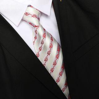 Flower Neck Tie Zsld025 - Red Floral - White - One Size