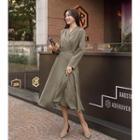 Belted Flared Long Wrap Dress