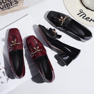 Genuine Leather Block-heel Loafers