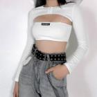 Long-sleeve Cropped T-shirt / Camisole Top