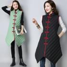 Padded Frog-button Long Vest