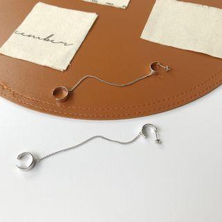 Chained Sterling Silver Cuff Earring 1 Pc - E313 - Silver - One Size