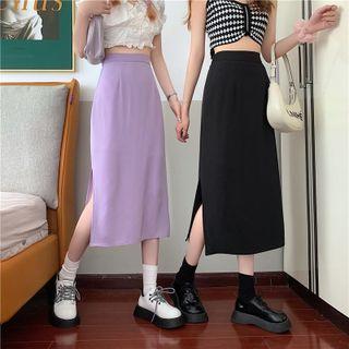Plain A-line Slit-hem Skirt