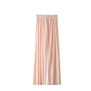 Elastic Waist Pleated Straight Leg Pants