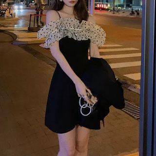 Short-sleeve / Cold Shoulder Paneled A-line Dress