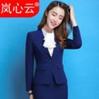 Lapelless Blazer / Set: Lapelless Blazer + Dress Pants + Skirt + Ruffled Long-sleeve Shirt