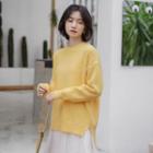 Side-slit Crew-neck Sweater