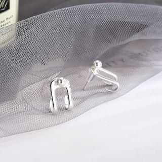 925 Sterling Silver U Shape Earring 1 Pair - Es717 - One Size
