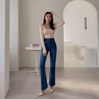 [the Denim] Button-detail Boot-cut Jeans