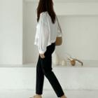 Pocket-front Linen Blend Jacket White - One Size