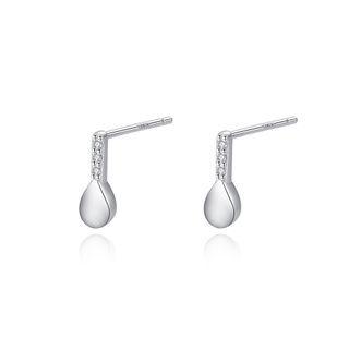 Sterling Silver Simple Fashion Water Drop Earrings With Cubic Zirconia Silver - One Size
