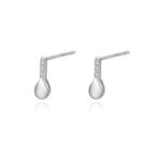Sterling Silver Simple Fashion Water Drop Earrings With Cubic Zirconia Silver - One Size
