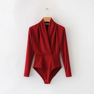 Wrap-front Long-sleeve Playsuit