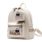 Panda Embroidered Faux Leather Backpack