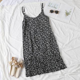 Floral Strappy Midi A-line Dress Black - One Size