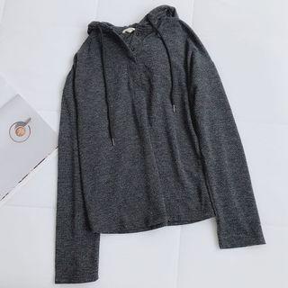Melange Buttoned Knit Hoodie