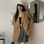 Short-sleeve Slited Double-breasted Blazer