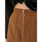 Zip-front Pocket-side Miniskirt