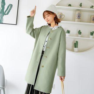 Crew-neck Single-breasted Coat