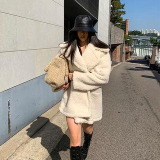 Pocket-detail Boucle-knit Jacket With Sash