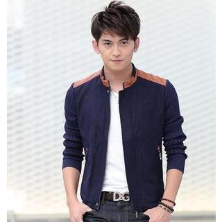 Knit-sleeve Zip Jacket