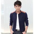 Knit-sleeve Zip Jacket