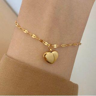 Heart Stainless Steel Bracelet E228 - Gold - One Size