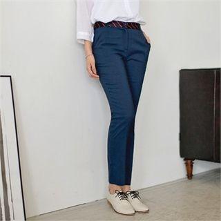 Contrast-trim Straight-cut Pants