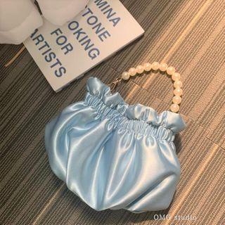 Faux Pearl Bucket Bag Blue - One Size