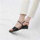 Wedge-heel Stitched Sandals