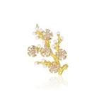925 Sterling Silver Plated Gold Fashion Elegant Small Tree White Freshwater Pearl Brooch With Cubic Zirconia Golden - One Size