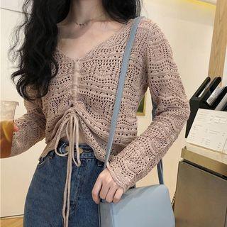 Cropped Perforated Knit Top
