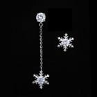 Asymmetrical Snowflake Drop Earring 1 Pair - Silver - One Size
