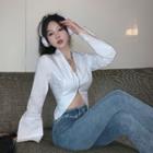 Long-sleeve Zip Cropped Blouse