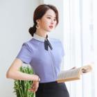 Short-sleeve Dress Shirt / Mini Pencil Skirt / Set
