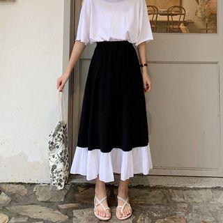 Ruffle Hem Midi Skirt Black - One Size