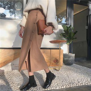 Side Slit Midi Straight-fit Skirt