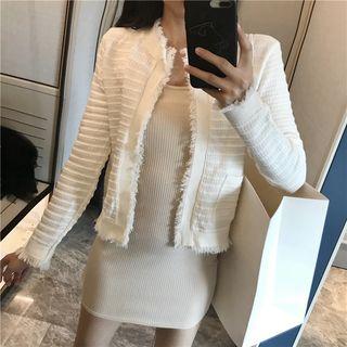 Fringed Striped Cardigan