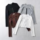 Mock Two-piece Long-sleeve Hook-and-eye Top