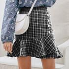 Plaid Ruffle-hem Mini A-line Skirt