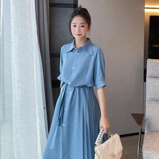 Chiffon Short-sleeve Shirtdress