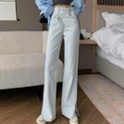 Washed Asymmetrical Straight Leg Jeans