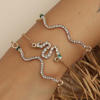 Set Of 3: Snake Rhinestone Alloy Bracelet (various Designs) 01 - Set Of 3 - Gold - One Size