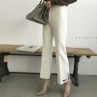 Hand-made Wool Blend Slit-hem Dress Pants