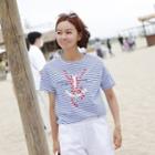 Anchor Embroidery Stripe T-shirt